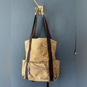 Tan Canvas Tote Bag Diaper Bag and Backpack
